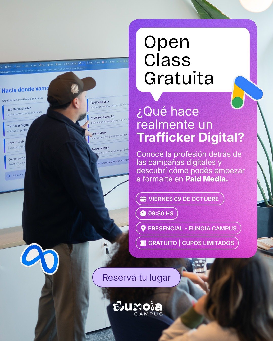 Clase presencial de Paid Media en Eunoia Campus
